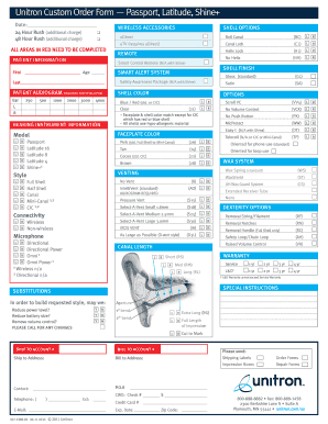 Unitron Custom Order Form