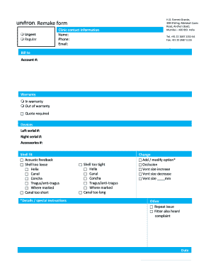 Hearing Aid Repair Request Form