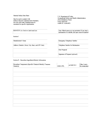 OSHA Material Safety Data Sheet