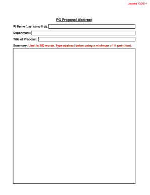 PG Proposal Abstract