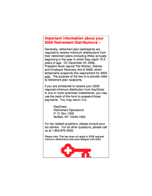 2009 Retirement Distribution Suspension Form