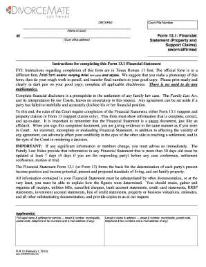 Ontario Form 13.1 Financial Statement