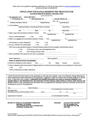 Kansas Resident Fee Privilege Application