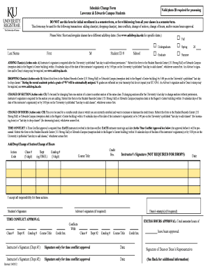 KU Schedule Change Form