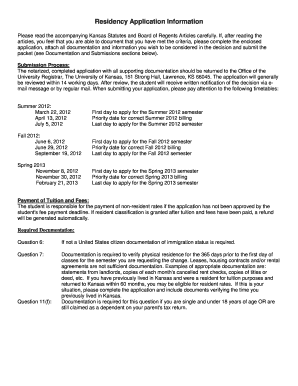 Kansas Residency Application Form