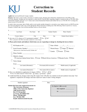 Correction to Student Records