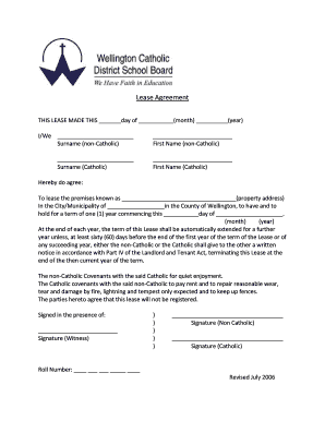 Lease Agreement for Catholic and Non-Catholic Tenants