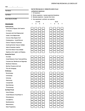 Operating Room Skills Checklist