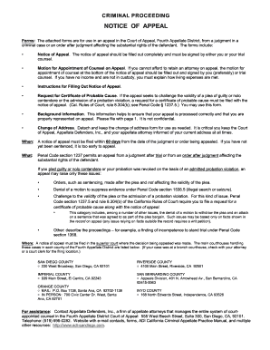 California Criminal Appeal Notice