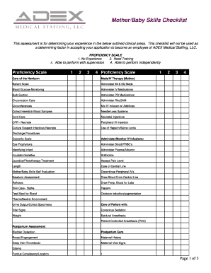 Mother/Baby Skills Checklist