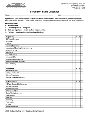 Stepdown Skills Checklist