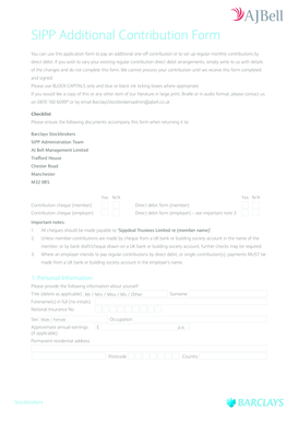 SIPP Additional Contribution Form
