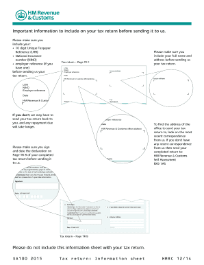 UK Self Assessment Tax Return 2014-15