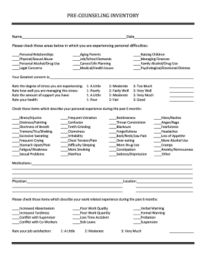 Pre-Counseling Inventory Form
