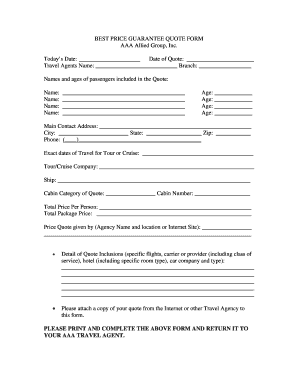 Best Price Guarantee Quote Form