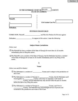 Georgia Petition for Divorce