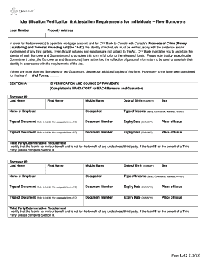 Identification Verification Form for New Borrowers