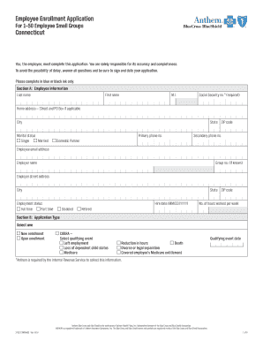 Employee Enrollment Application for Anthem Health Plans