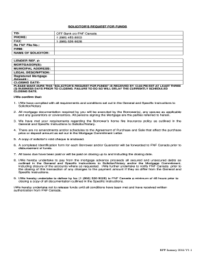 Solicitor's Request for Funds