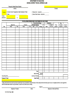 School District Travel Expense Claim