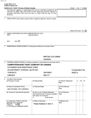 British Columbia Mortgage Form B