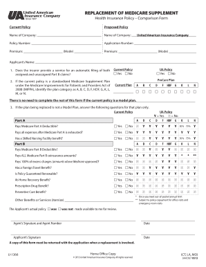 Medicare Supplement Policy Comparison Form