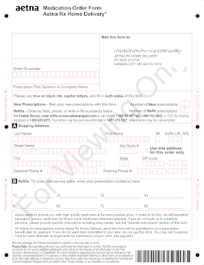 Aetna Rx Home Delivery Medication Order Form
