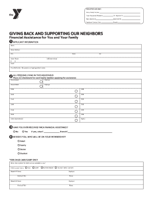 YMCA Financial Assistance Application