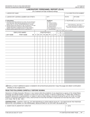 Laboratory Personnel Report (CLIA)