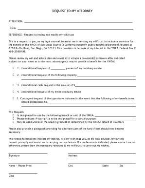Request to Modify Will for YMCA Bequest