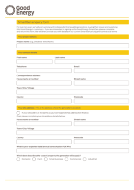 Good Energy SmartGen Enquiry Form