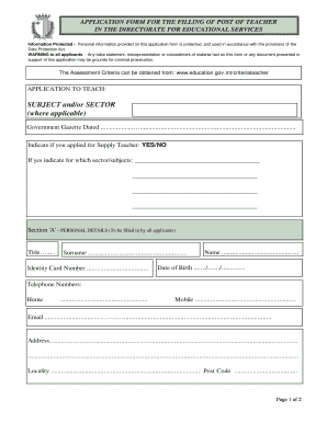 Teacher Application Form