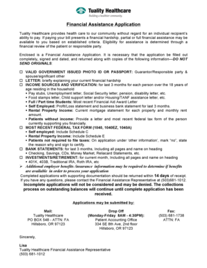 Tuality Healthcare Financial Assistance Application