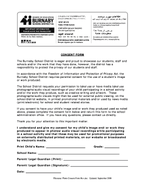 Burnaby School District Photo Consent Form