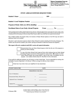 Study Abroad Expenses Request Form