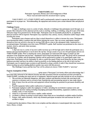 Take Flight Participant Agreement and Release
