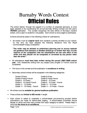 Burnaby Writing Contest Official Rules