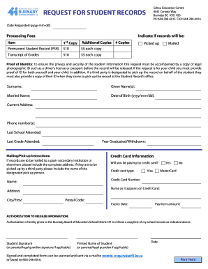 Student Records Request Form