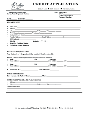 Credit Application for Salon Business