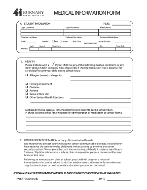 Burnaby Medical Information Form