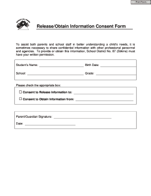 Release/Obtain Information Consent Form