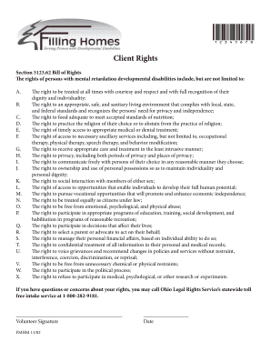 Ohio Client Rights Bill of Rights