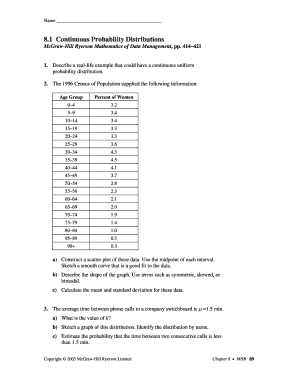 Mathematics of Data Management Worksheet