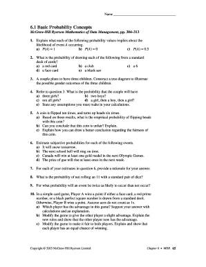 Mathematics of Data Management Worksheets