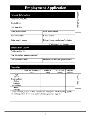 Employment Application Form