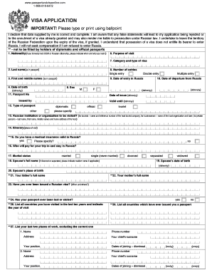 Russian Visa Application Form