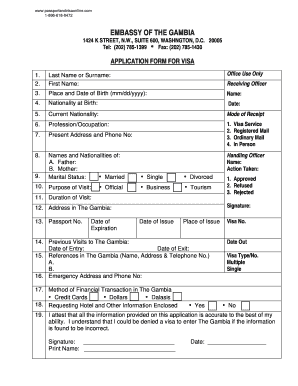 Gambia Visa Application Form