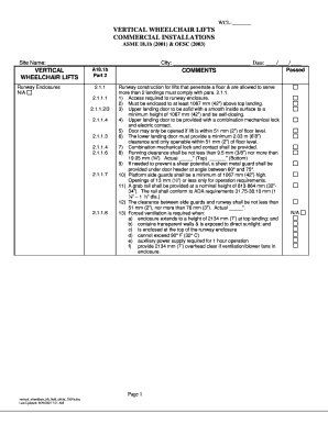 Vertical Wheelchair Lift Inspection Checklist