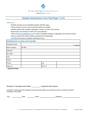 Pig Sample Submission Form