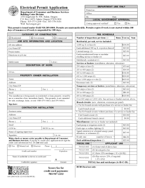Oregon Electrical Permit Application